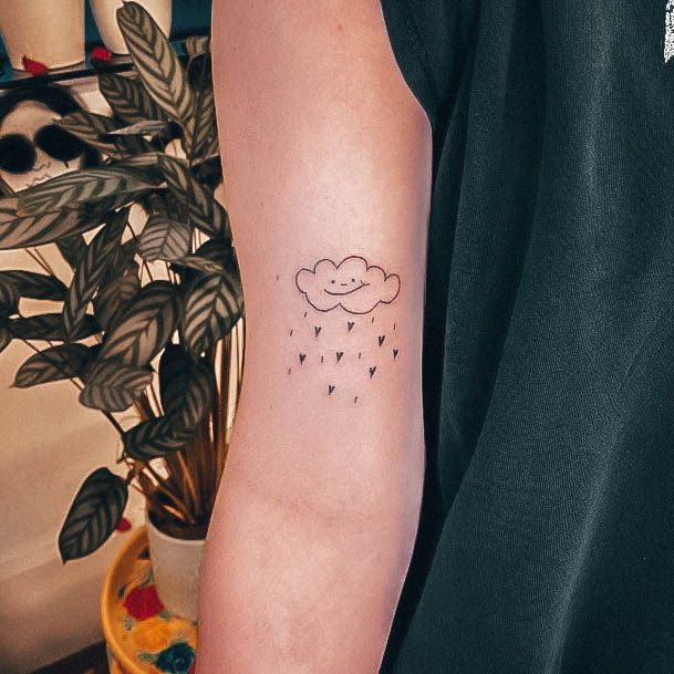 Simplistic Rain Tattoo For Girls