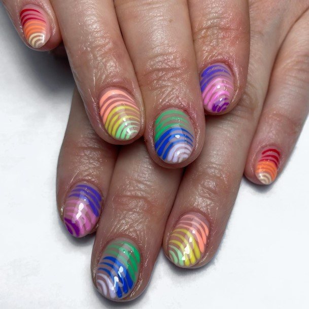 Simplistic Rainbow Nail For Girls