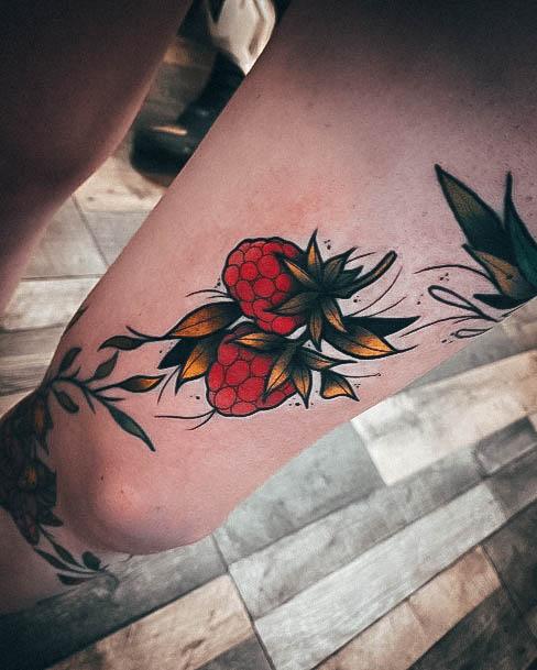 Simplistic Raspberry Tattoo For Girls