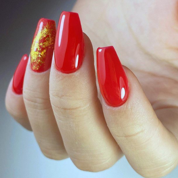 Simplistic Red Dress Nail For Girls