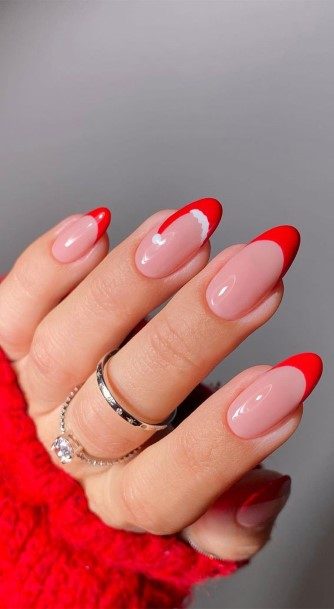 Simplistic Red French Tip Nail For Girls