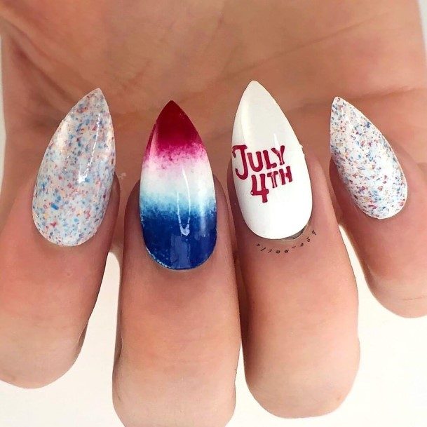 Simplistic Red White And Blue Nail For Girls
