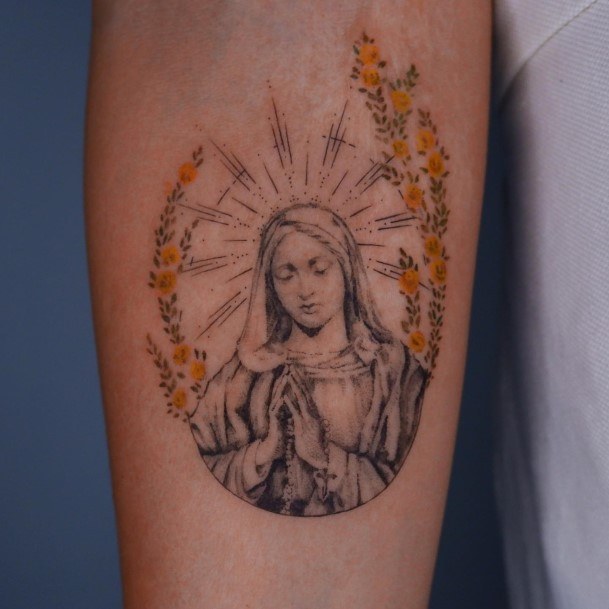 Simplistic Religious Tattoo For Girls