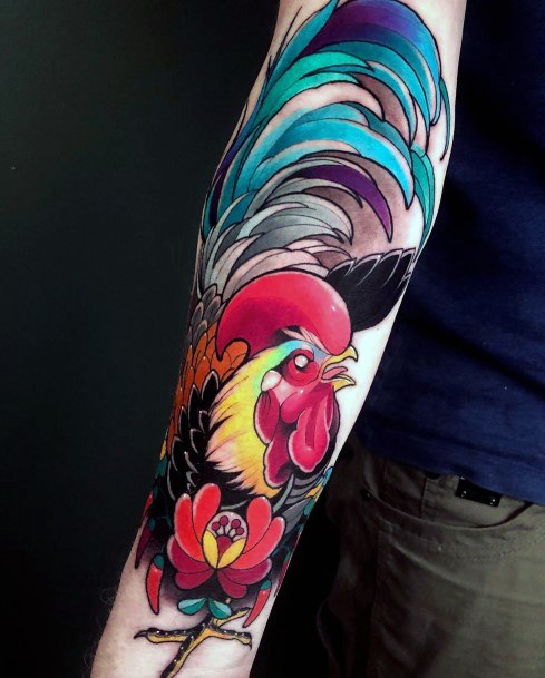 Simplistic Rooster Tattoo For Girls