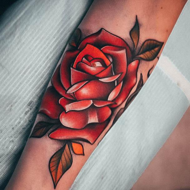 Simplistic Rose Forearm Tattoo For Girls