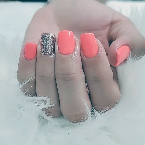 Simplistic Salmon Nail For Girls