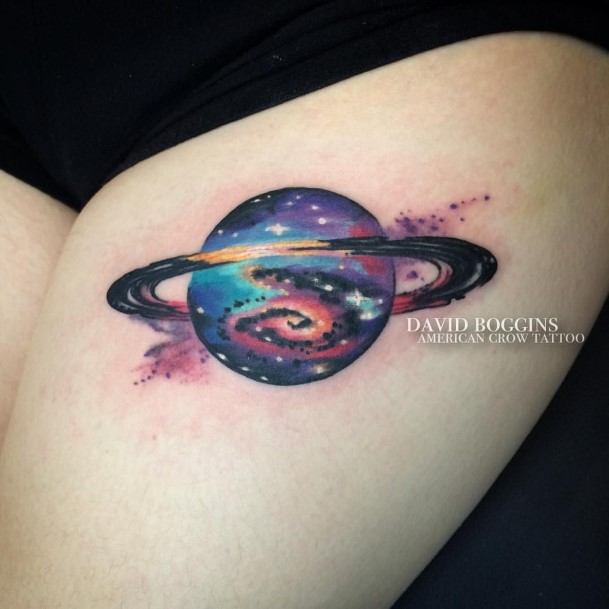 Simplistic Saturn Tattoo For Girls