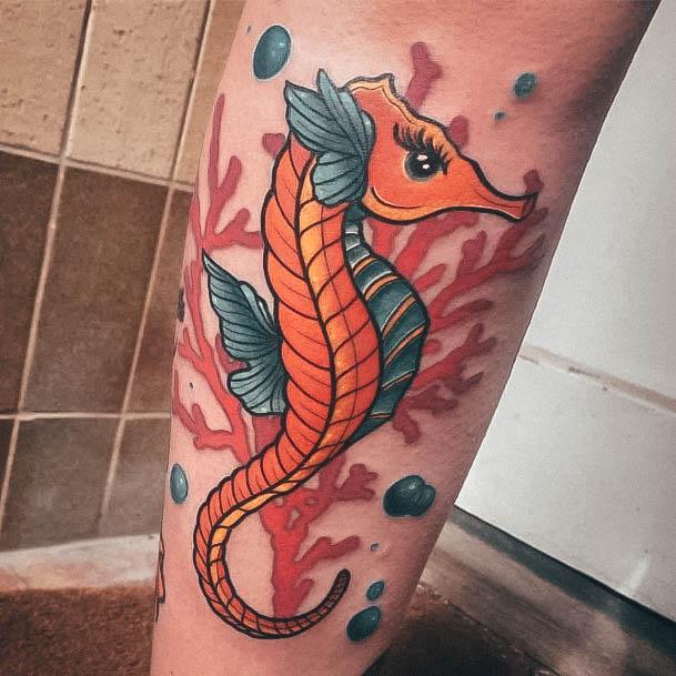 Simplistic Seahorse Tattoo For Girls