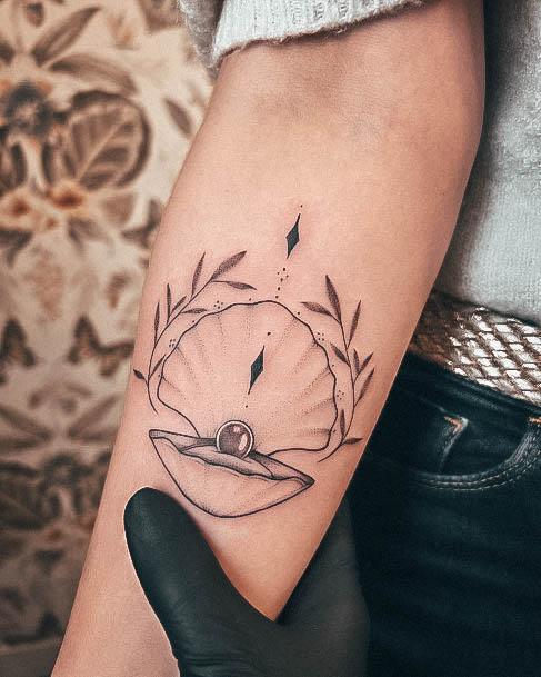 Simplistic Seashell Tattoo For Girls