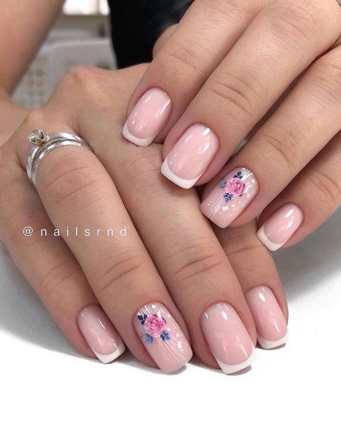 Simplistic Short Pink And White Nail For Girls