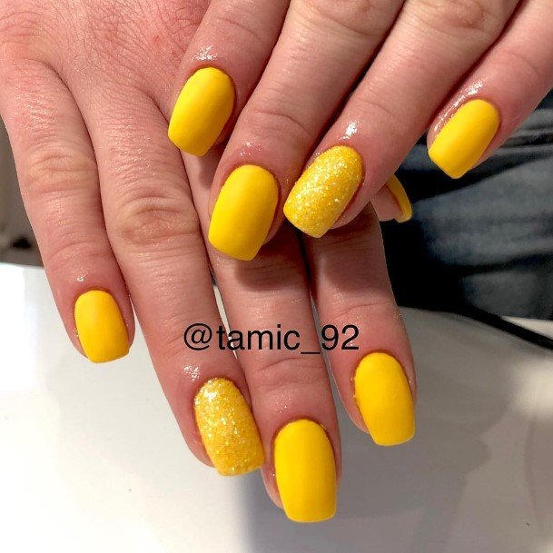 Simplistic Short Yellow Nail For Girls
