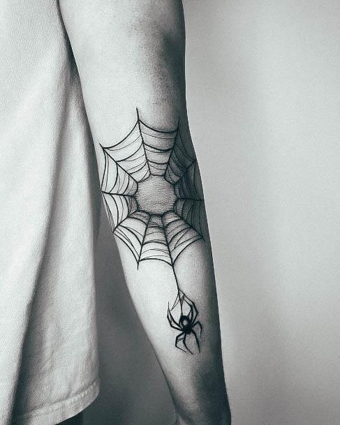 Simplistic Small Spider Web Tattoo For Girls