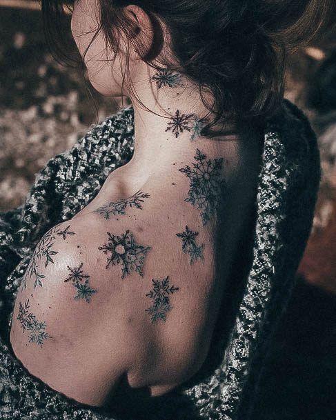 Simplistic Snowflake Tattoo For Girls