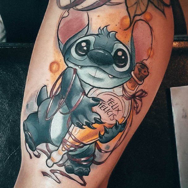 Simplistic Stitch Tattoo For Girls