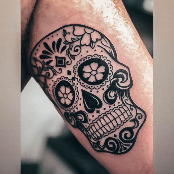 Simplistic Sugar Skull Tattoo For Girls