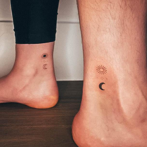 Simplistic Sun And Moon Tattoo For Girls