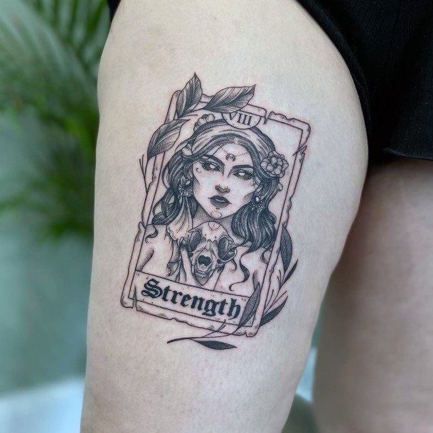 Simplistic Tarot Card Tattoo For Girls