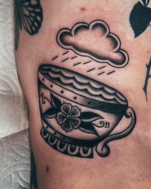 Simplistic Tea Cup Tattoo For Girls