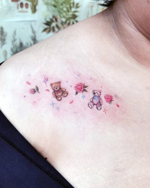 Simplistic Teddy Bear Tattoo For Girls