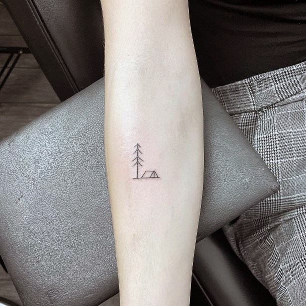 Simplistic Tent Tattoo For Girls