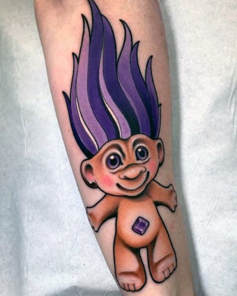 Simplistic Troll Doll Tattoo For Girls