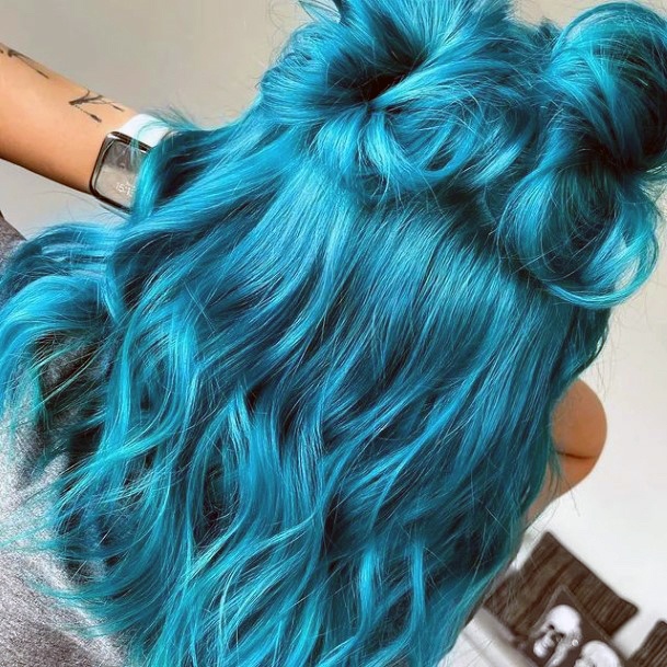 Simplistic Turquoise Hairstyles For Girls