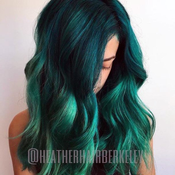 Simplistic Turquoise Ombre Hairstyles For Girls