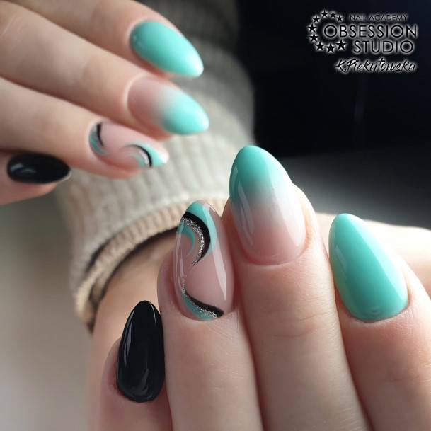 Simplistic Turquoise Ombre Nail For Girls