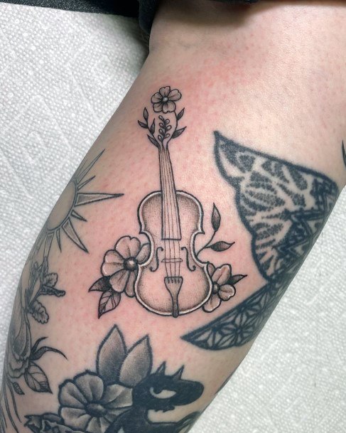 Simplistic Violin Tattoo For Girls