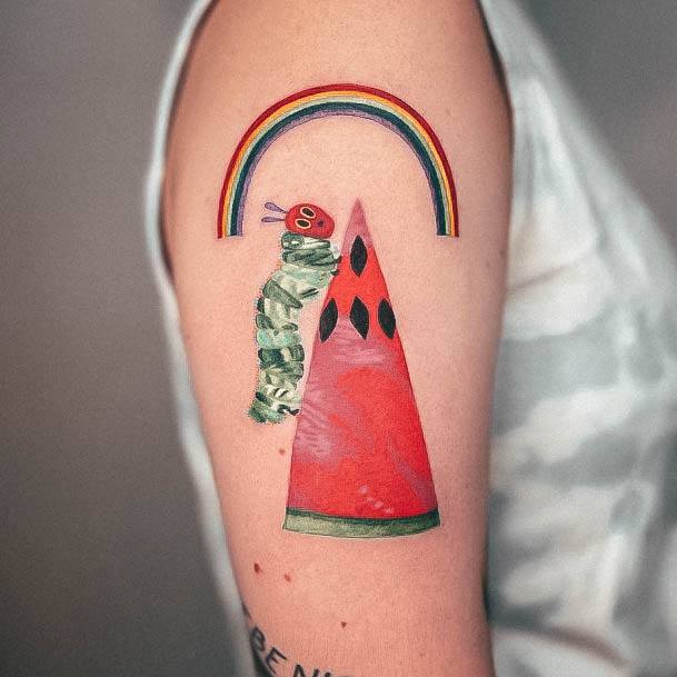 Simplistic Watermelon Tattoo For Girls