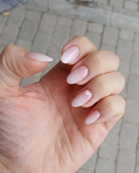 Simplistic White And Nude Nail For Girls