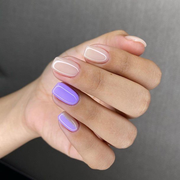 Simplistic White And Purple Nail For Girls