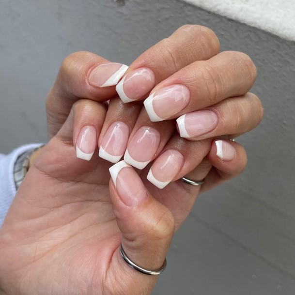 Simplistic White French Nail For Girls