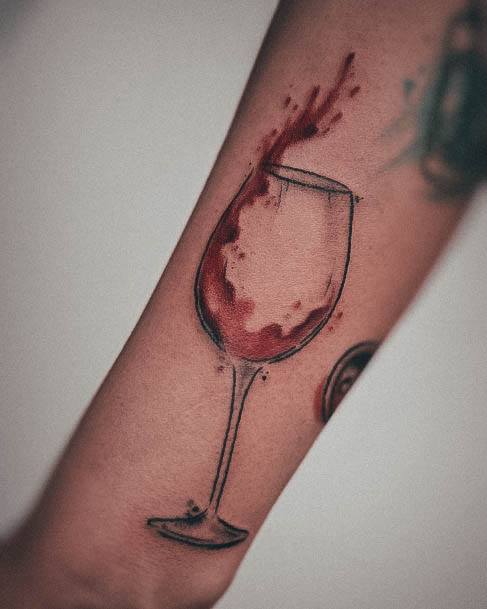 Simplistic Wine Glass Tattoo For Girls