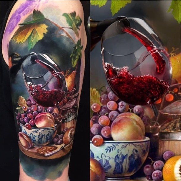 Simplistic Wine Tattoo For Girls