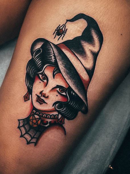 Simplistic Witch Hat Tattoo For Girls