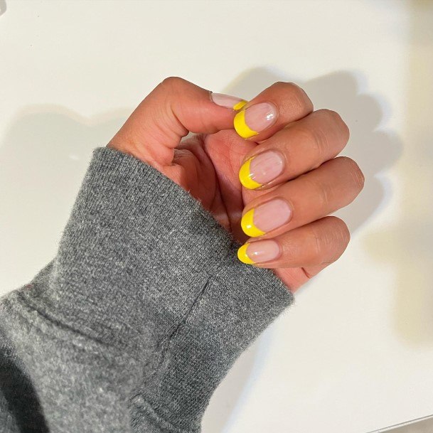 Simplistic Yellow French Tip Nail For Girls