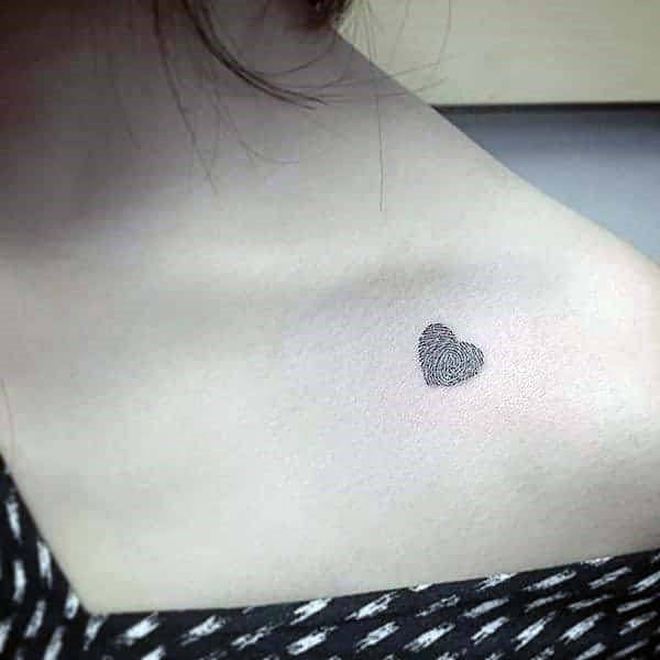 Single Heart Womens Collarbone Tattoo