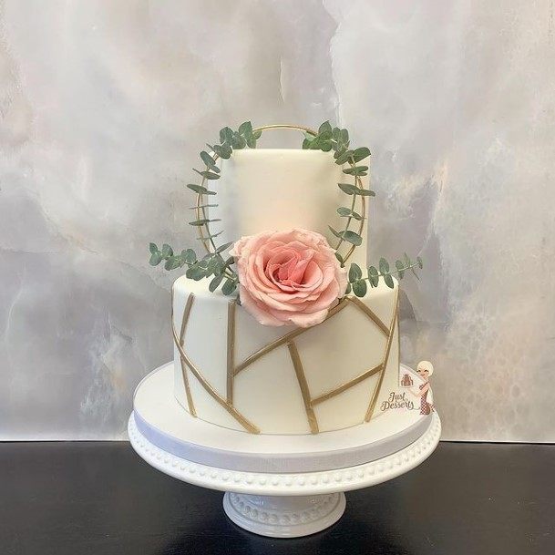 Single Rose On 2 Tier Wedding Cake