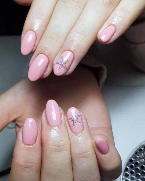 Single Starfish On Pink Summer Nail