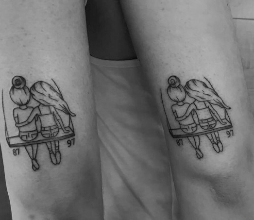 Sisters On Swing Clone Tattoo For Women