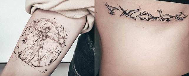 Top 100 Best Sketch Tattoos For Women – Cross Hatching Design Ideas