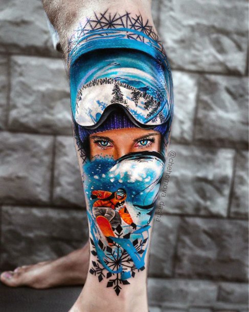 Skiing Female Tattoo Designs