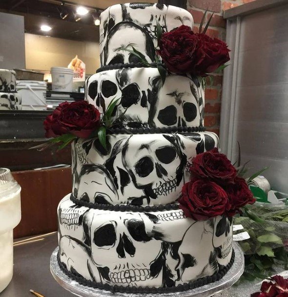 Skull Effect Halloween Wedding Cakes