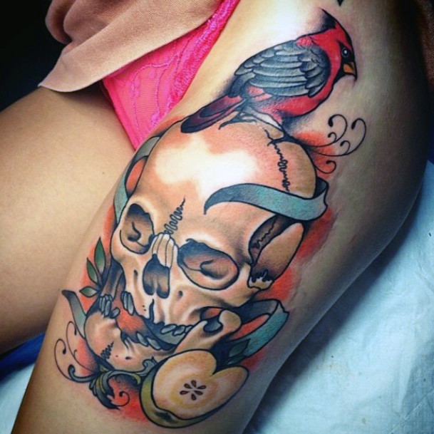 Skull Tattoo Womens Thighs