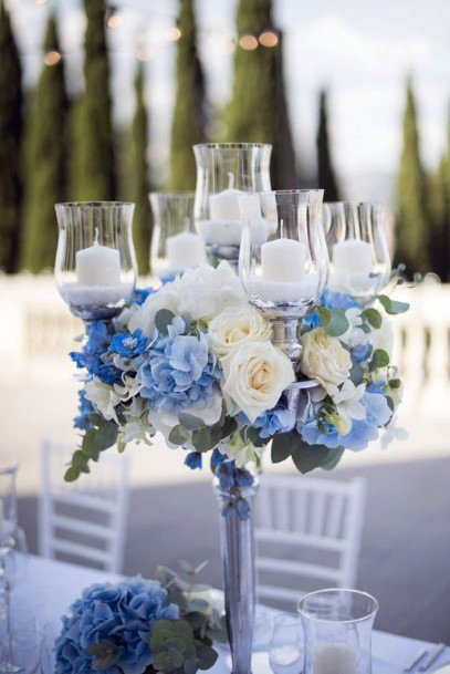 Sky Blue And White Hydrangea Wedding Flowers