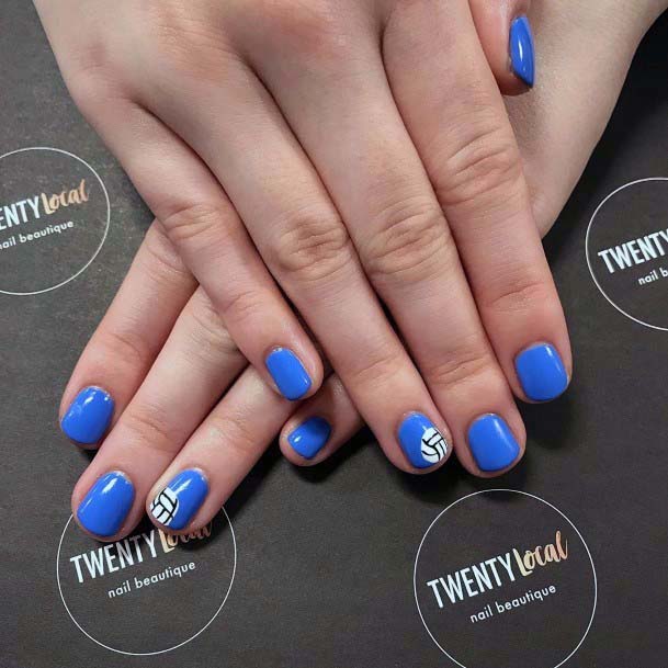 Sky Blue Sport Nails With Accent For Women