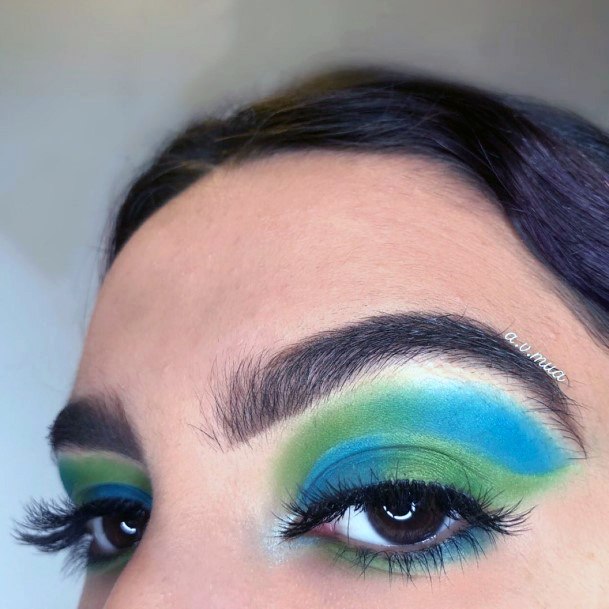 Sky Blue With Green Eyeshadow Women