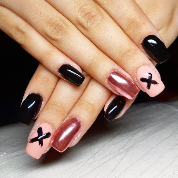 Sleek Black Pink Short Nail Ideas For Women