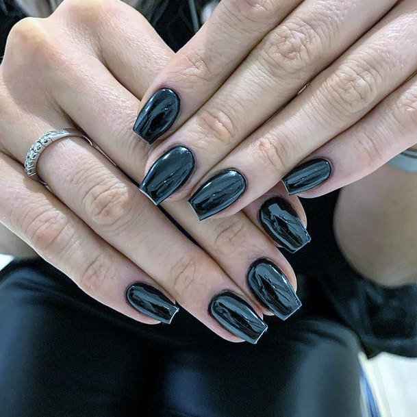 Sleek Black Prom Nails For Girls Ideas